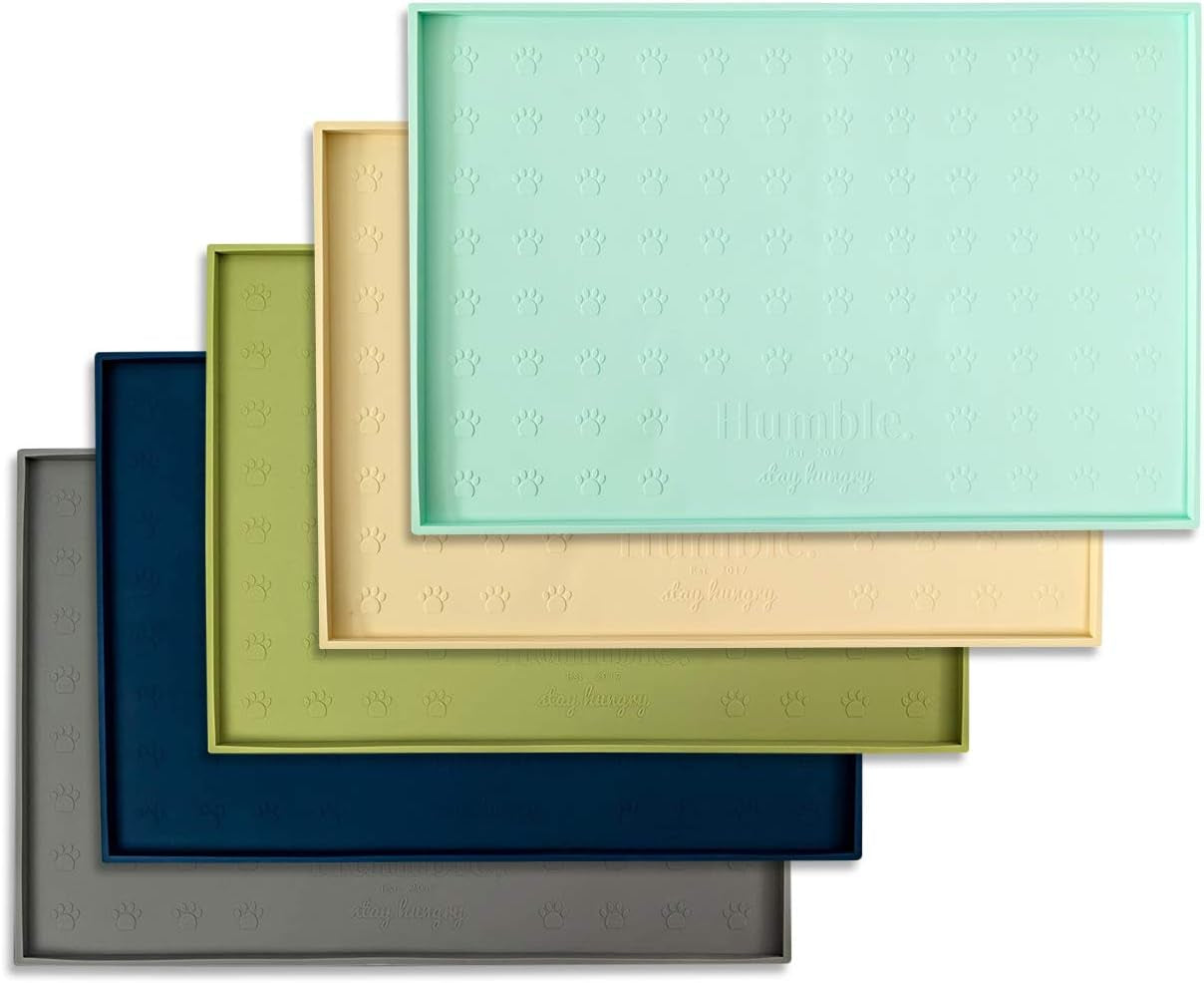 Premium Quality Silicone Food Mat for Pets - Non-Slip, Anti-Spill, Waterproof Feeding Tray, Easy to Clean - 24"X16" (Cool Mint)