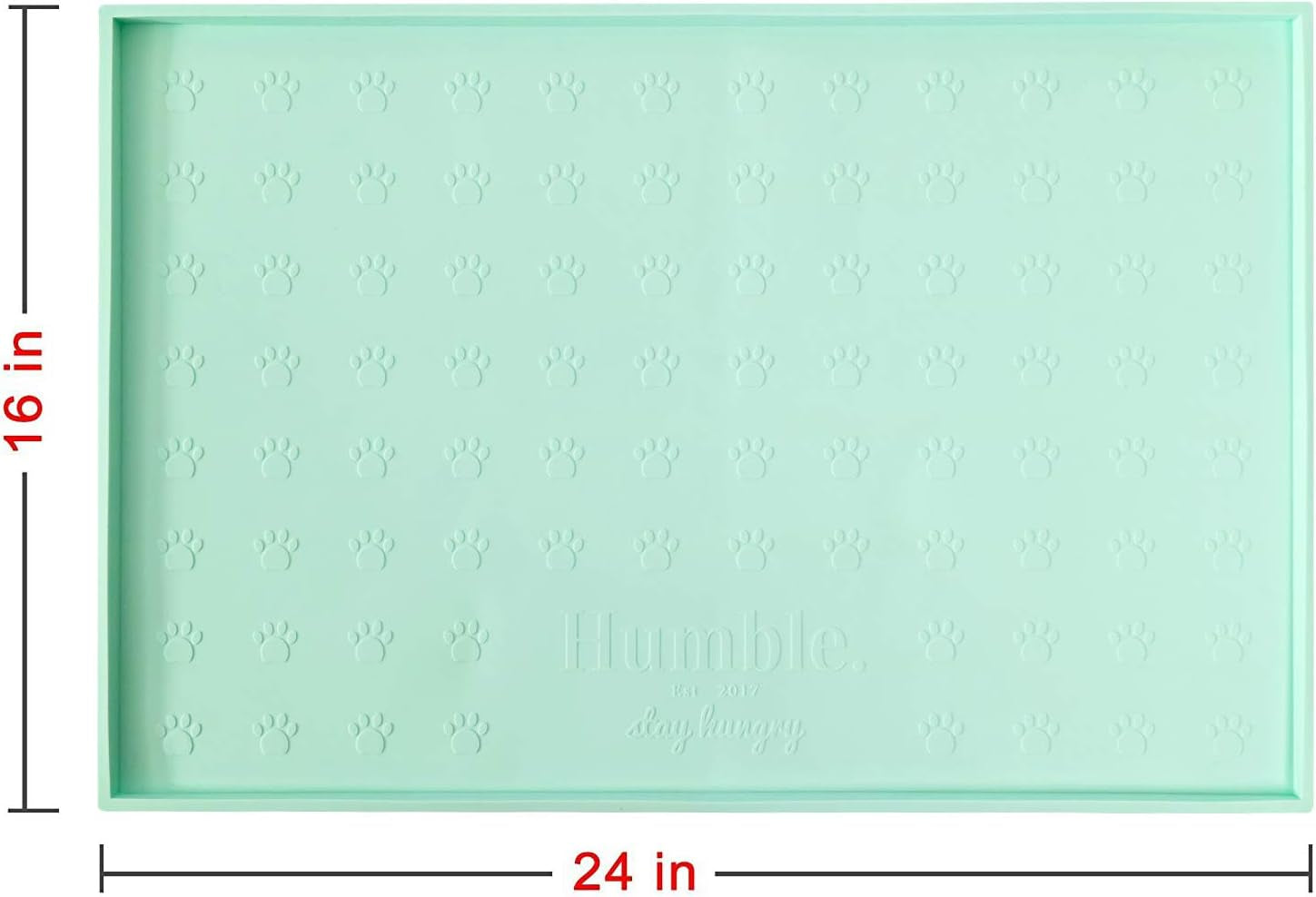 Premium Quality Silicone Food Mat for Pets - Non-Slip, Anti-Spill, Waterproof Feeding Tray, Easy to Clean - 24"X16" (Cool Mint)